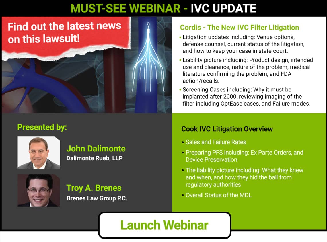 Infographic for IVC Filter Litigation Updates