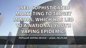 Example legal marketing television advertisement for JUUL vaping injury litigation