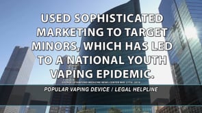 Example legal marketing television advertisement for JUUL vaping injury litigation