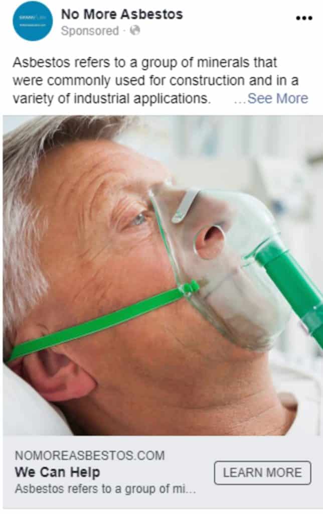 Photo representing mesothelioma cases as a social media ad for injury lawyer marketing