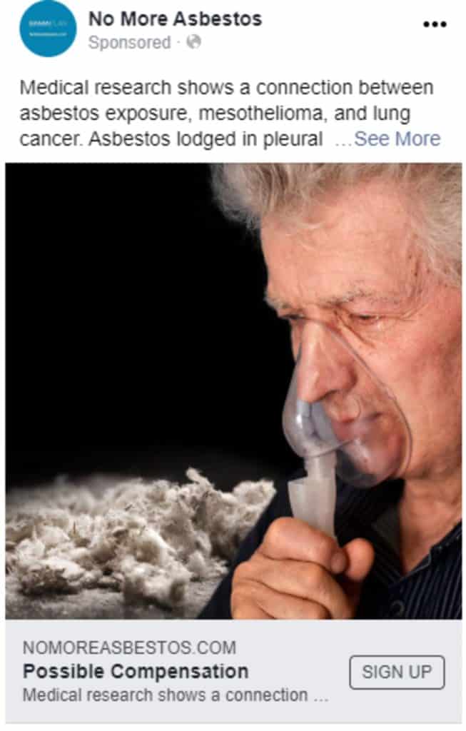 Photo representing mesothelioma cases as a social media ad for injury lawyer marketing