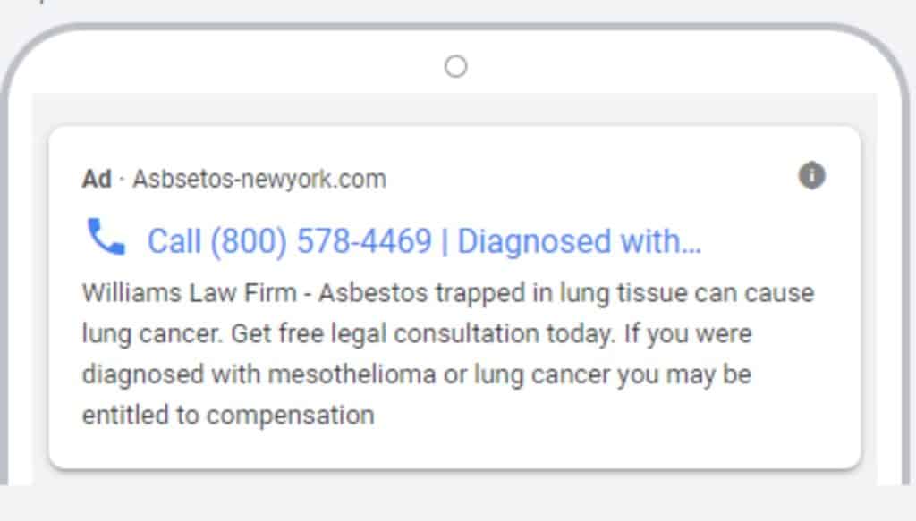 Photo representing mesothelioma cases as a paid internet ad for injury lawyer marketing