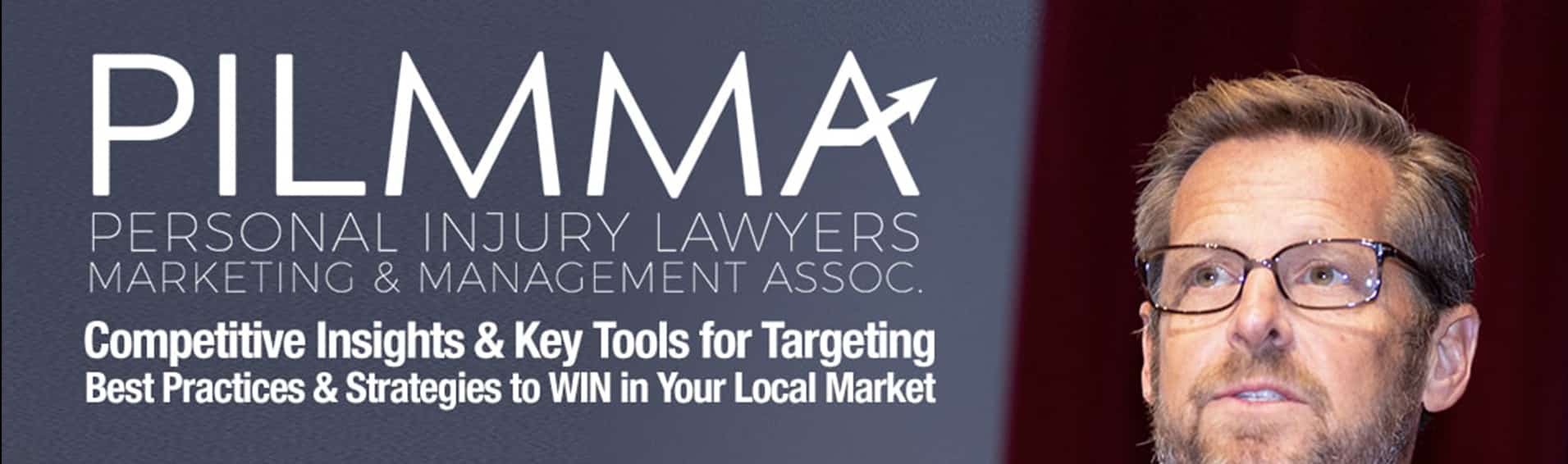 Promo graphic for PILMMA blog featuring best strategies for audience targeting for law firms