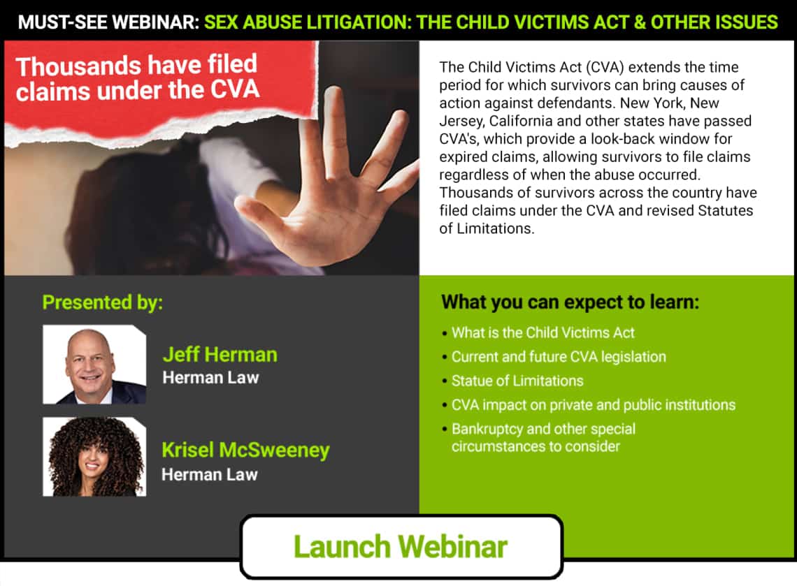 Infographic for Child Victims Act and Sex Abuse Litigation