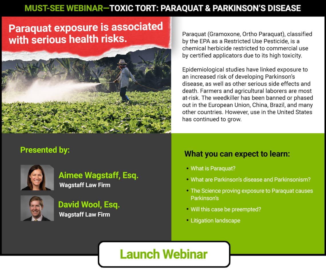 Infographic for Paraquat Associated with Parkinson's Disease