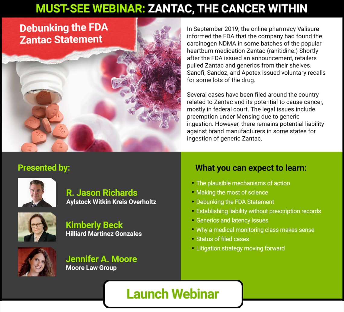 Infographic for Zantac Associated with Cancer