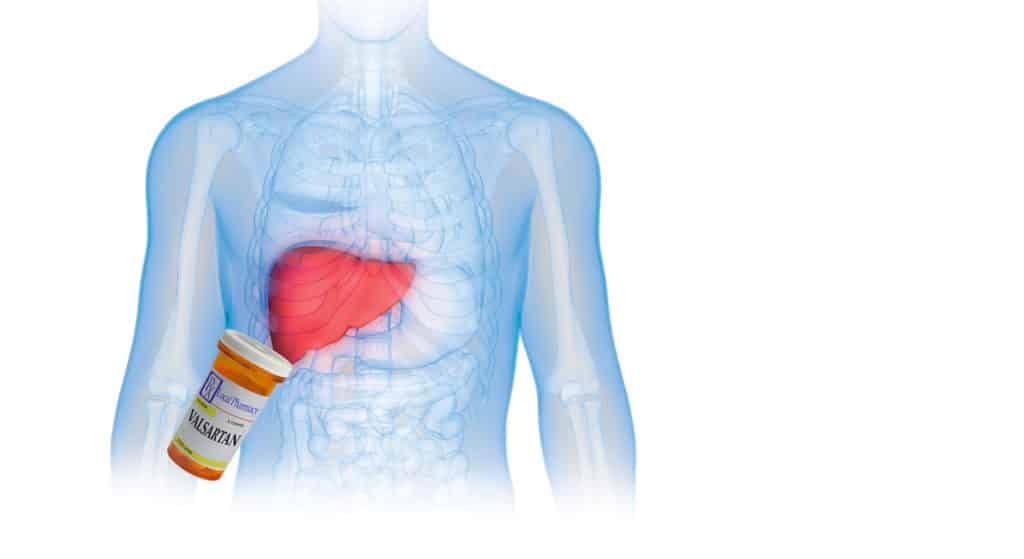 Graphic representing Valsartan medicine's effect on the body